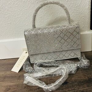 Elegant Silver Studded Satchel Crossbody Bag NWT